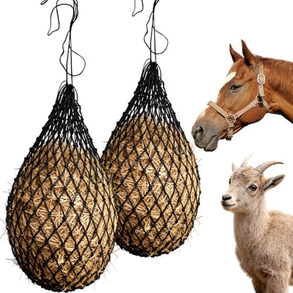 2 Pcs 40'' Hay Nets for Horses,Hanging Slow Feed Hay Bags,Black - color: Black