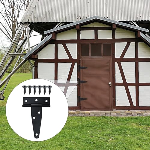 T Strap Hinges Heavy Duty, Shed Door Gate Hinges(Black) - size: 4 Pcs *3 inch
