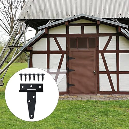 T Strap Hinges Heavy Duty, Shed Door Gate Hinges(Black) - size: 4 Pcs *3 inch