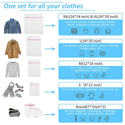 GOGOODA Mesh Laundry Bags for Delicates Durable Protective Wash Bags (Pack of 2) - size: 1XXL, 1XL,1L,1M,1S,2 bra bags (Pack of 2)