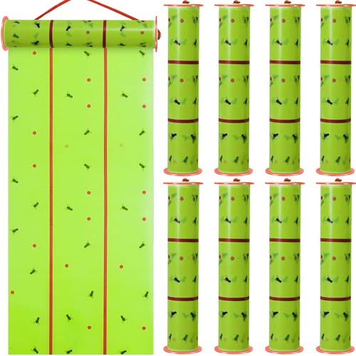 Qualirey 8 Rolls Fly Traps 183ft Fluorescent Green Hanging Sticky - size: 183.76 Feet