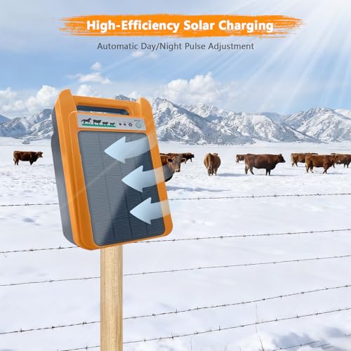 Solar Electric Fence Charger, 0.2J 8kV with Day/Night Mode