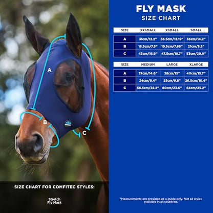 WeatherBeeta ComFiTec Stretch Fly Mask with Ears, Cobalt/Black, Extra Small - color: Cobalt/Black, size: XS