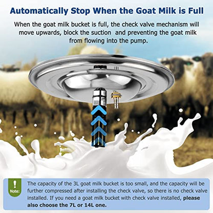 2026 Upgrade 3L Goat Milking Machine, Continuously Adjustable Suction Pulsation Vacuum Electric Milker, Portable Livstock Milking Machine with Stainless Bucket(US Plug)(3L Goat) - size: 3L Adjustable Sheep Milking Machine