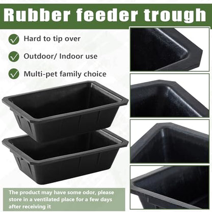 Sadnyy 3 Pcs Rubber Feeder Pan, Horse Feed Bucket Rubber Feed Pan Large Utility Heavy Duty Horse Trough Feeder for Goats Horses Livestock Animal Feeding (10.56 Qt/ 2.5 Gallon) - size: 10.56 Qt/ 2.5 Gallon