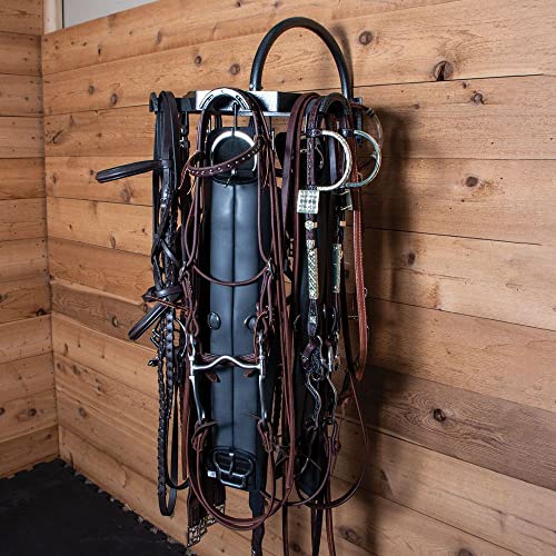 EASY-UP Pro Non-Slip Carousel Tack Rack with Hooks | Color Gray Armor | Enhanced Tack Room Organization | Convenient Carousel Design | Non-Slip Racks
