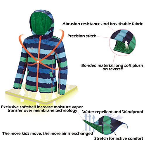 Warm Windbreaker Jacket for Kids Fleece Lined Hoodie 18M-7T - color: Blue, size: 24 Months