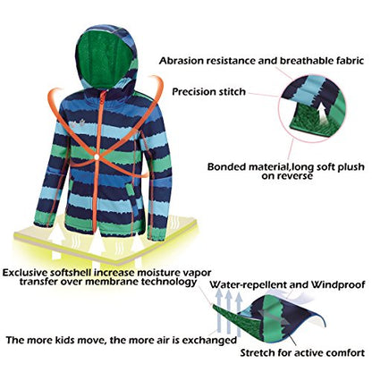 Warm Windbreaker Jacket for Kids Fleece Lined Hoodie 18M-7T - color: Blue, size: 5T