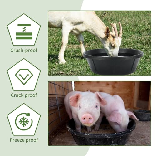 4 Pack Rubber Feed Pan, Horse Feed Pan, 8 Quart / 2 Gallon Bowl - color: Black-8Quart, size: 4PCS