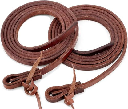 Jeereal Leather Split Reins, Heavy Oil Weighted 15oz, 6.0mm Thickness, Broken in,1/2" Width Supple Leather Reins for Western Horse ProTack