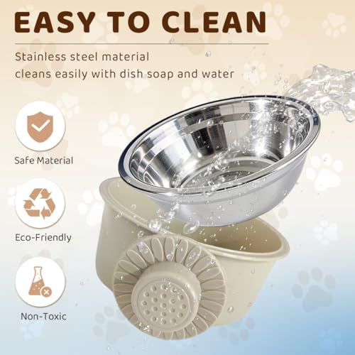 2Pcs Pets Lightweight Stainless Steel Bowl,Removable Stainless Steel Pet Hanging Food Water Feeder Bowl for Puppy Dog Cat Rabbit Ferret Bird Gunea Pigs (Gray-Large) - size: Gray-Large