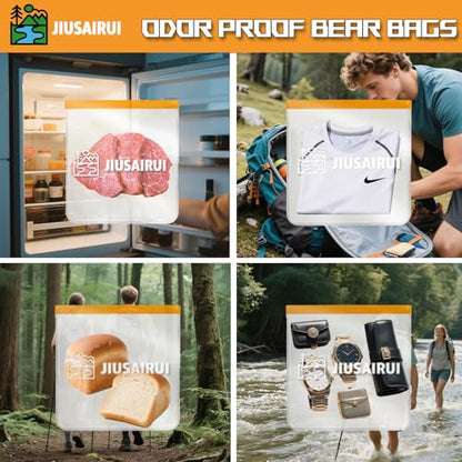 JIUSAIRUI Odor Proof Bear Bags for Food Backpacking: 3Pack Reusable Bear Proof Food Storage Designed to Use with Bear Canister for Backpacking fit Camping Hiking Water Sports