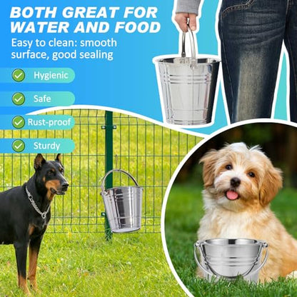 Hicarer 10 Pack 1.5 Quart Stainless Steel Dog Water Buckets, Metal Pails - size: 1.5 Quart