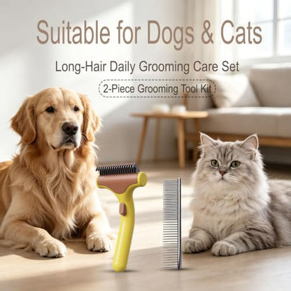 Undercoat Rake for Dogs & Cats, yellow - color: yellow