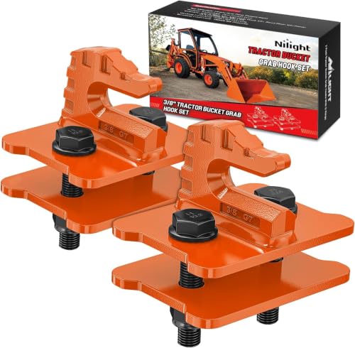 Nilight 2PCS Tractor Bucket Grab Hook 3/8'' Heavy Duty Drop Forged Steel Bolt On Zinc-Coated Cast Tow Max 15000 LBS Orange (Pack of 6) - color: Orange, size: Grab Hook (Pack of 6)