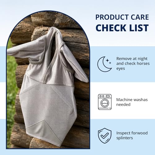 Adjustable Horse Fly Mask with Ears, UV Protection Mesh Fly Mask for Horse, Comfortable No Nose Design, Fits Average & Large Horse, Ideal as UV Fly Mask for Horses Against Insect Pests