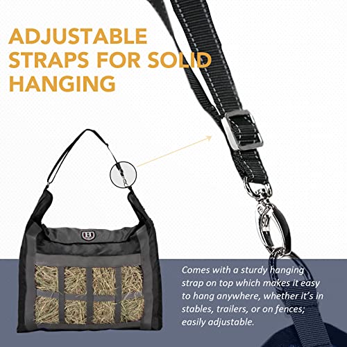 Harrison Howard Premium Durable Slow Feed Horse Hay Bags Oxford Cloth Heavy Duty Large Capacity Horse Feeding Bag-Black - color: Black