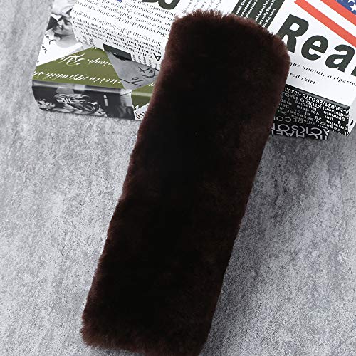OGLAND 2 Pack Sheepskin Car Seat Belt Cover Pads | Wool Seatbelt Cushions - color: Mocha, size: Shearling Wool