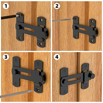 L'aimefois 180 Degree Flip Sliding Barn Door Lock for Privacy (2pcs - color: Black