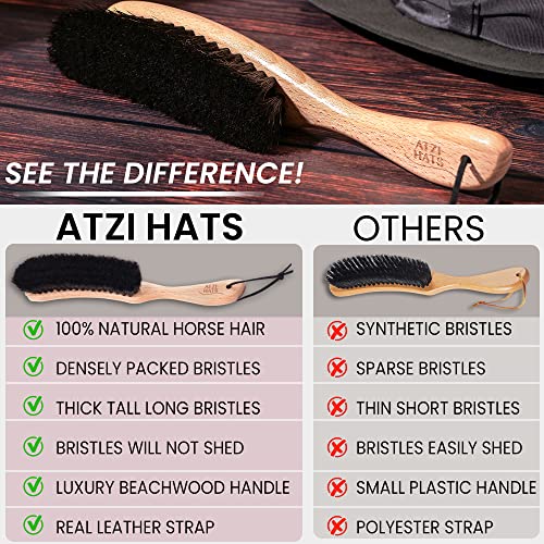 Clothes Brush, Horse Hair Bristle, Cowboy Hat Brush, Suit Lint Brush, Wool, Cashmere, Velvet, Suede, Fabric Brush, Furniture Pet Hair Brush, Long Beech Wood Handle - size: 1 Pack