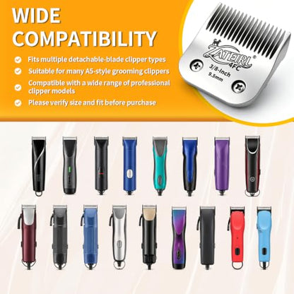 4 Pack Long Cut Pet Grooming Clipper Blades with Ceramic Cutters, Sizes 4FC, 3-3/4FC, 5/8HT & 3/4HT, Silver, Compatible with Andis, Oster A5, Wahl KM10 A5 Style Dog Clippers - color: Silver, size: 4FC + 3-3/4FC + 5/8HT + 3/4HT