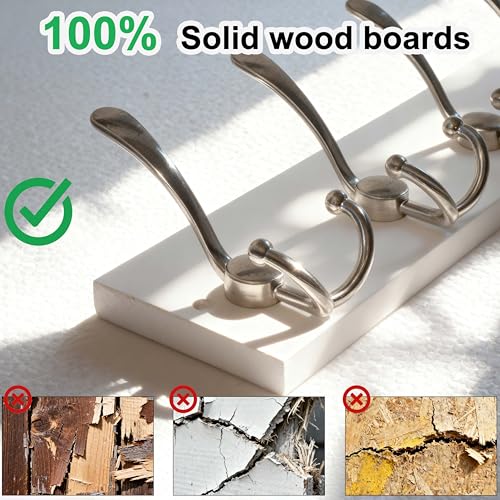 SKOLOO Creations White Solid Wood Wall Mounted Coat Rack, 5 Hooks, 16-7/8" Long - Kitchen, Mudroom, Entryway, Bathroom - Includes Mounting Hardware, Wall Coat Hanger, Towel Rack - color: Matte White Plates & Nickel Hook, size: 1 Item-5 Hooks