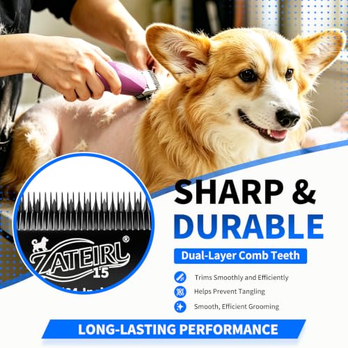 Size 15 Detachable Pet Grooming Clipper Blade with Steel Cutter, 3/64 Inch (1.2 mm) Cut Length, Black, Compatible with Andis, Oster A5, Wahl KM10, 3 Pack - color: Black, size: 15# 1.2mm - 3 Pack