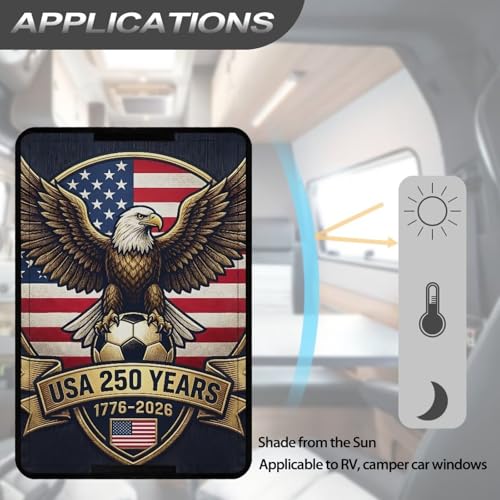250th Anniversary Football Eagle RV Windows Sunshade RV Door Window Sunshield Cover Privacy Screen Window Shade RV Accessories Universal Fit Sunshade Privacy Screen Window Cover - color: 250th Anniversary Football Eagle