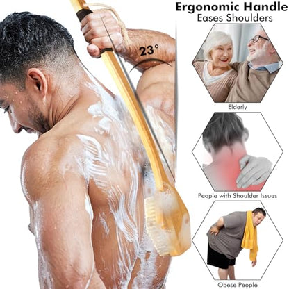 NORTHSONG Body Brush Back Brush Shower Brush Back Scrubber for Exfoliating - size: 17.72 Inch Back brush-1Pack
