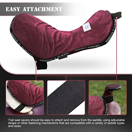 Harrison Howard Trail Seat Saver Western Tack Saddle Ride-on Pad with Cushion Bottom Helps Distribute Back Pressure - color: Burgundy