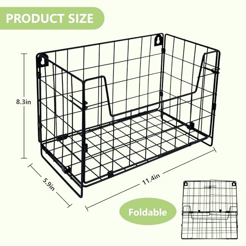 Foldable Rabbit Hay Feeder Metal Wire Guinea Pig Hay Rack Holder for Cage Chew Proof Bunny Hay Dispenser Manager for Chinchillas & Small Pets - Wall Mounted, Hanging or Freestanding (Black)