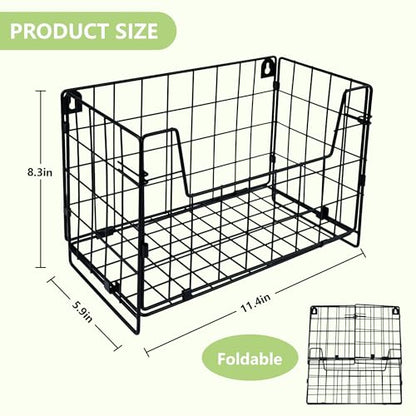 Foldable Rabbit Hay Feeder Metal Wire Guinea Pig Hay Rack Holder for Cage Chew Proof Bunny Hay Dispenser Manager for Chinchillas & Small Pets - Wall Mounted, Hanging or Freestanding (Black)
