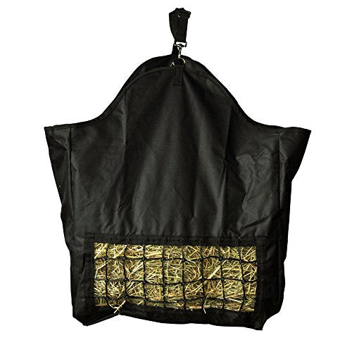 Intrepid International Slow Feed Hay Bag - Black, Adjustable Hay Bags for Horses, Top Load, Holds 1/2 Small Bale, Hay Feeder for Horses with Waste Prevention, Small Front for Slower Eating