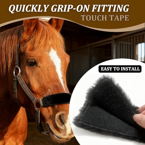 Horse Halter Noseband Cover, Black Noseband Cover for Horse, Bridle Nose Band Padded Replacement Accessories - size: 3 Pcs