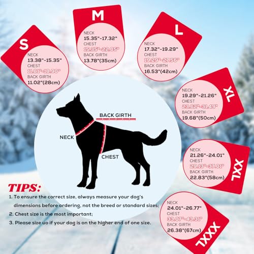 EMUST Dog Winter Coat, Waterproof Fleece Dog Jacket Winter for Medium Dogs - color: Red, size: Medium