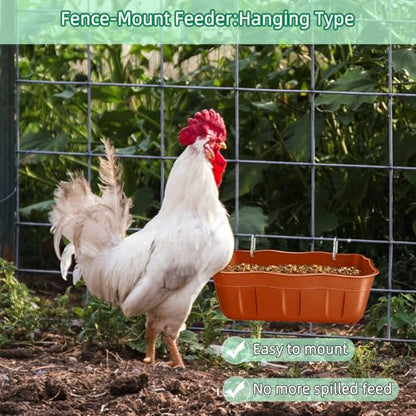 Chicken Feeder Waterer,Hanging Goat Feeders,Feed Trough 3.5 Quart 3 Pack,Hanging Fence Feed Trough for Poultry Livestock,Terracotta - color: Terracotta, size: 3.5 Quart (3 Pack)