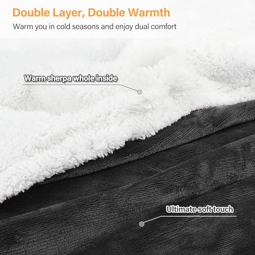 Catalonia Sherpa Wearable Blanket with Sleeves and Pocket for Adults - color: Black, size: Standard Pocket