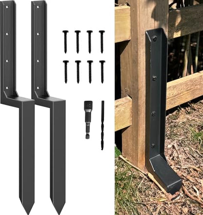 33.62" Fence Post Repair Kit, Fix Broken 4x4/6x6 Wood Post, 2Pack - color: 2 Pack/Black