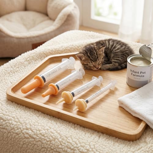 SYNLIN Newborn Pet Feeding Kit, 60cc Nursing Bottle + Multiple Oral Feeders + 10 Silicone Nipples + Cleaning Brush, Milk Feeding Tool Set for Puppy Kitten Hamster Rabbit Small Pets