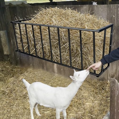 Wall Mount Hay Feeder for Goats, 40-Inch Long Metal Hay Rack for Horses - size: 40in Long