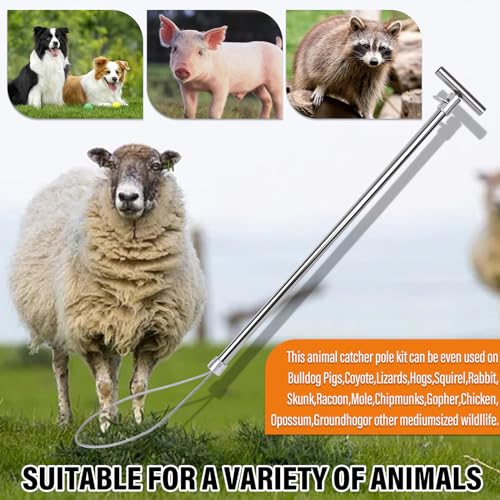 Dog Catcher Pole, Animal Catch Control Tool with Flashlight Non-Slip Tape