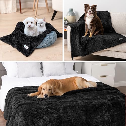 PetAmi Fluffy Sherpa Waterproof Dog Blanket for Small Pet Cat, 24x32 Black - color: Black, size: Small (24x32)