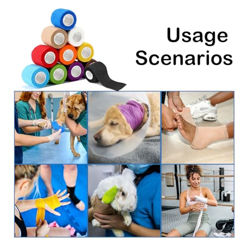 36 PCS Self Adhesive Bandage Wrap 2" X 5 Yards Elastic Cohesive Bandage Wrap Bandage Wrap Rolls Elastic Self-Adherent Tape for Stretch Athletic, Sports, Wrist, Ankle - color: Multicolor
