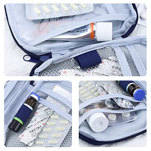 4 Pack 7 x 5 Travel Mini First Aid Pouch, Portable Outdoor First Aid Medical Bag Multi-function Emergency Medicine Storage Bag (Red & Blue)