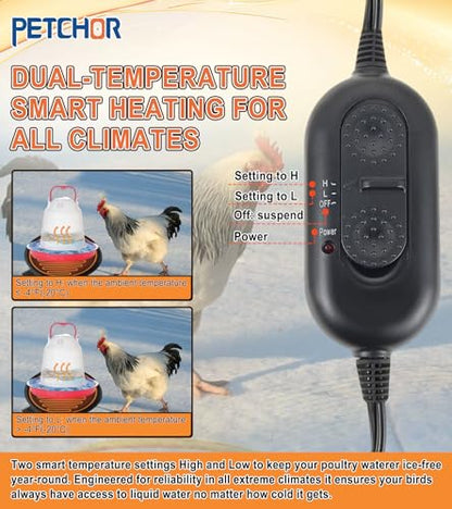 6" Heated Chicken Waterer Base 1 to 5 Gallon for Chickens Ducks Geese | Energy Saving Poultry Water Heater, Buckets Prevents Freezing for Turkeys Pigeons Rabbits Cats Dogs and Other Outdoor Animals