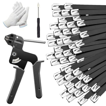 150PCS Cable Ties Kit, 11.8 Inch Heavy Duty Black Metal Zip Ties - color: Black, size: 150PCS 1.81x11.8 Inch