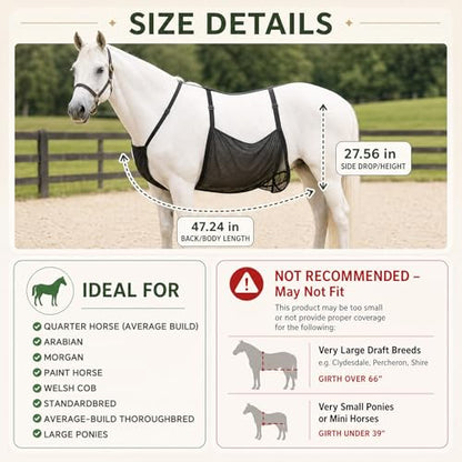 Horse Belly Guard, Adjustable Belly Protector Upgraded Breathable Mesh Girth Padding Suitable for Riding and Stables, for Enhanced Horse Comfort, 47.24 x 27.5 in