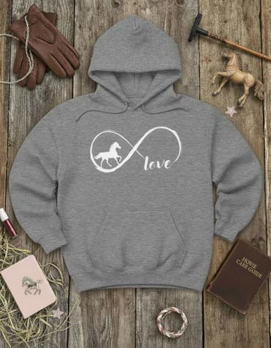 Tstars Infinity Love Horse Hoodie Women Teen Girls Equestrian Riding - color: Infinity / Gray, size: X-Large