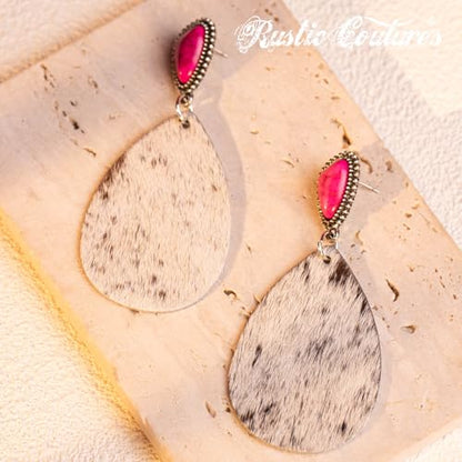 Montana West Rustic Couture's Western Concho Dangle Drop Earrings for Women - color: O-Hot Pink