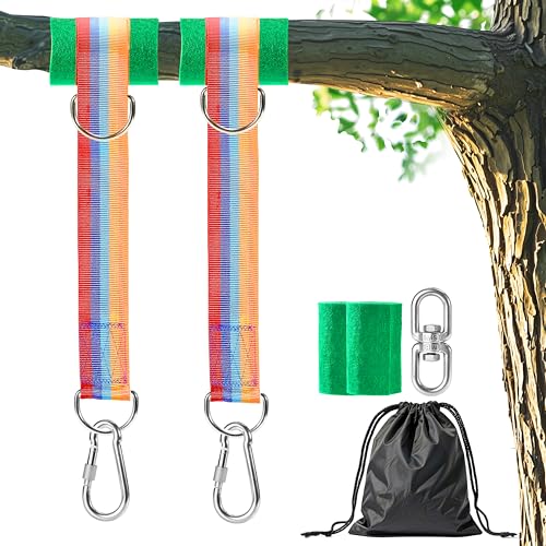 Safe Tree Swing Hanging Straps Kit, 3FT/10FT/15FT/20FT, Heavy Duty Holds 5500LBS Extra Long Adjustable Tree Swing Straps, Easy & Fast Way to Hang Any Swing or Hammock(15 FT) - color: Rainbow, size: 15FT